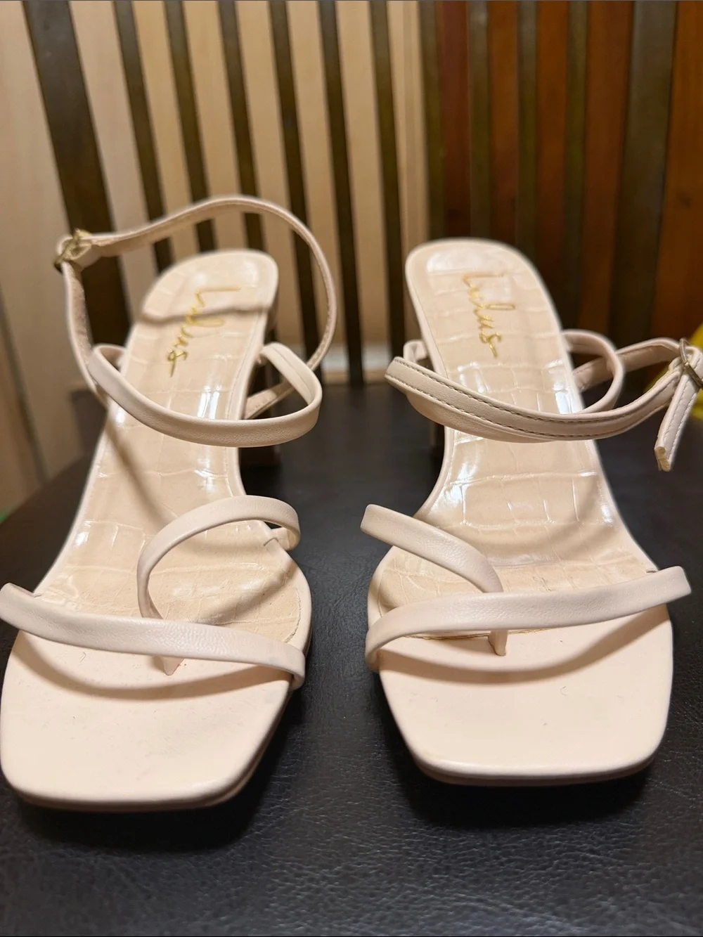 Lulu's Nude Strappy Block Heel Sandals